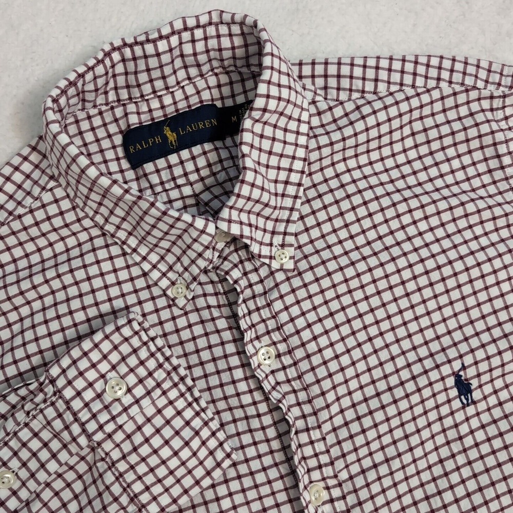 Ralph Lauren Shirt Mens Med Red Check Long Sleeve Button Down Lightweight